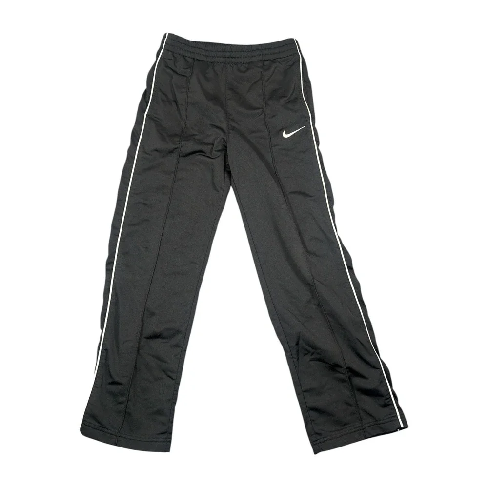 Nike Black Track Pants White Piping Swoosh Logo Athletic Joggers Size Boy Medium